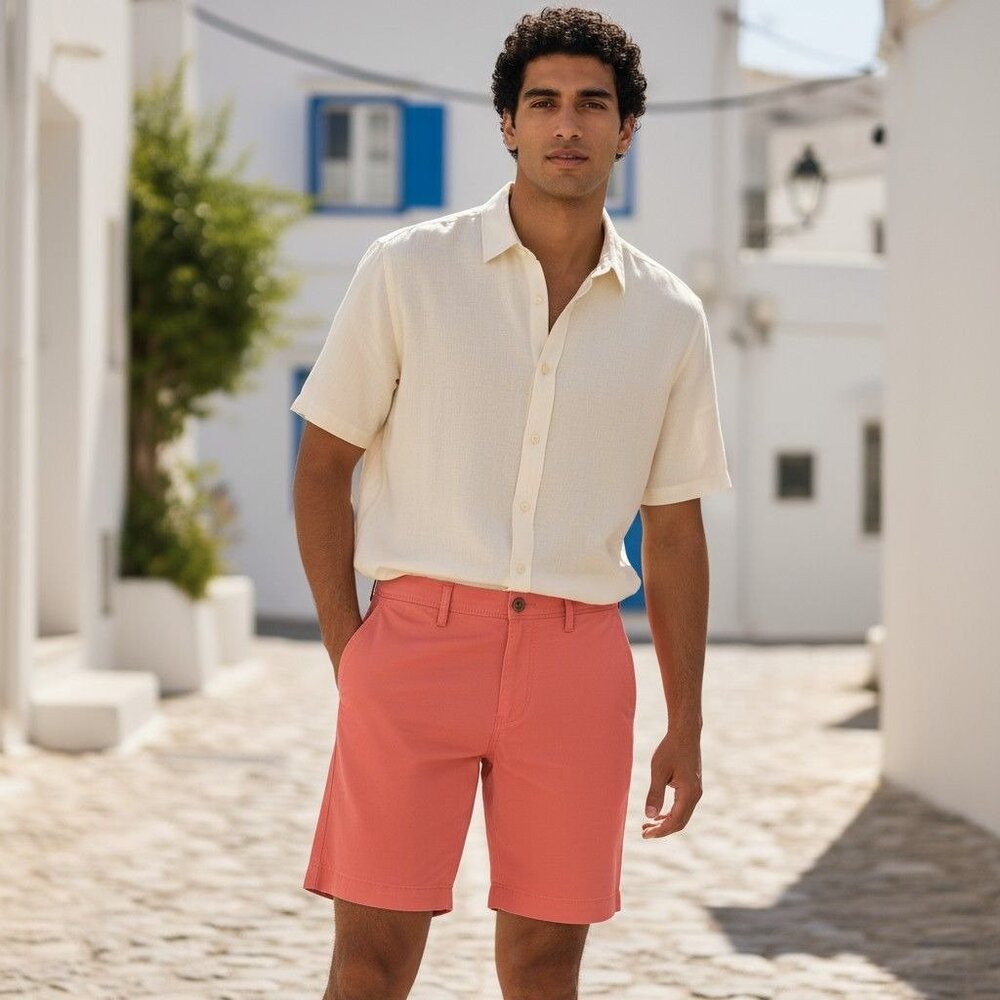 Aeropostale Coral Khaki Chino Shorts Men Size 29 Stretchy Casual